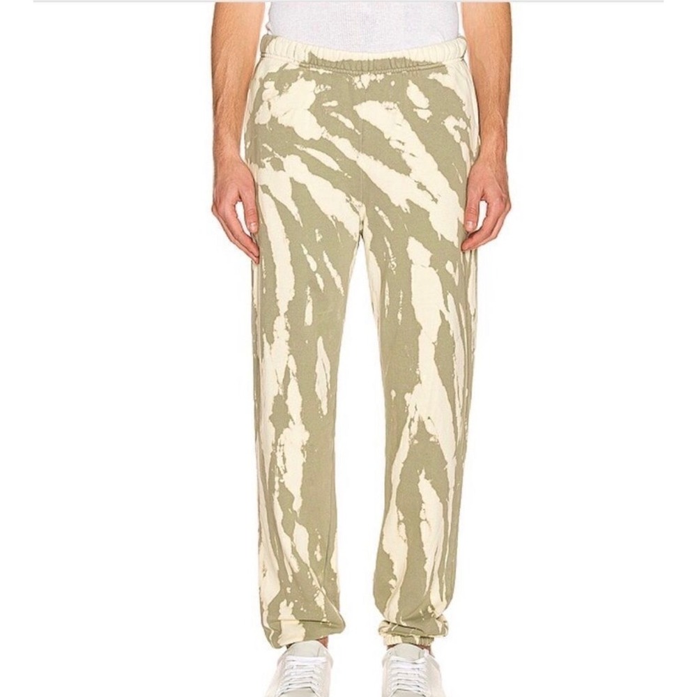 Les Tien Men's Sage & Butter Tie Dye Cotton Fleece Jogger Sweatpants Size M USA